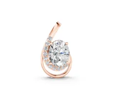 Round Diamond Swirl Pendant Set in Rose gold with Prong-Set Center and Polished Wrap