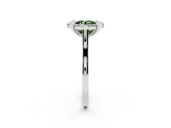 Fancy Green Round Cut Diamond Cluster Halo Solitaire Ring Set in Platinum with Prong Setting
