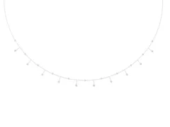 Round Diamond Station Necklace Set in White gold with Round Bezels on Cable Chain