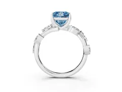 Fancy Blue Princess Cut Diamond Solitaire Ring Set in Silver with Twisted Marquise Accent Band