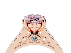 Fancy Pink Marquise Cut Diamond Channel Set Solitaire Engagement Ring Set in Rose gold with Prong Setting