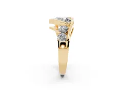 Heart Cut Diamond Bezel Bypass Ring Set in Yellow gold with Round Accents