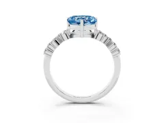 Fancy Blue Heart Cut Diamond Ring Set in White gold with Scattered Round Accents