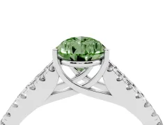 Fancy Green Pear Cut Diamond Split Shank Pavé Engagement Ring Set in Platinum with Prong-Held Center Stone