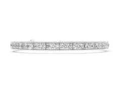 Round Cut Diamond Milgrain Tennis Bracelet Set in Silver with Box Setting