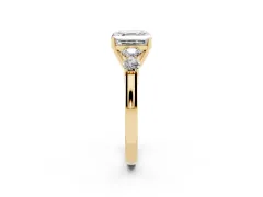Asscher Cut Diamond Five-Stone Prong Set Band Ring Set in Yellow gold with Polished Band