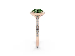 Fancy Green Round Cut Diamond Halo Engagement Ring Set in Rose gold with Round Pavé Shoulders and Heart Gallery