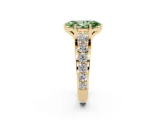 Fancy Green Marquise Cut Diamond Pavé Engagement Ring Set in Yellow gold with Prong Setting