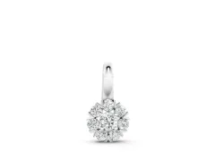 Round Diamond Floral Cluster Pendant Set in White gold with Prong-Set Center