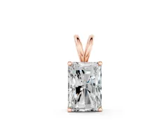 Radiant Diamond Solitaire Pendant Set in Rose gold with Four-Prong Setting