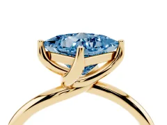 Fancy Blue Princess Cut Diamond Solitaire Engagement Ring Set in Yellow gold with Classic Plain Band