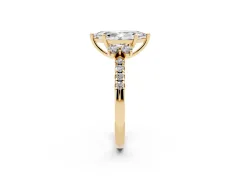 Marquise Cut Diamond Three-Stone Pavé Ring Set in Yellow gold with Prong Setting