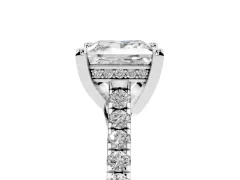 Princess Cut Diamond Solitaire Ring Set in White gold with Brilliant Pavé Band and Prong Setting
