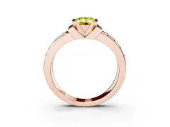 Fancy Yellow Emerald Cut Diamond Wide Channel Set Band Ring Set in Rose gold with Bezel Setting
