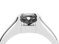 Fancy Black Radiant Cut Diamond Bezel Solitaire Ring Set in White gold with Wide Band