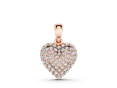 Heart Diamond Pendant Set in Rose gold with Clustered Pavé Setting
