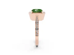 Fancy Green Radiant Cut Diamond Halo Engagement Ring Set in Rose gold with Accent Split Shank Band