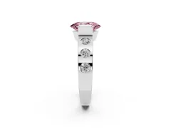 Fancy Pink Oval Cut Diamond Channel-Set Band Ring Set in White gold with Bezel Prong Setting