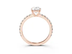 Oval Cut Diamond Pavé Solitaire Engagement Ring Set in Rose gold with Prong Setting