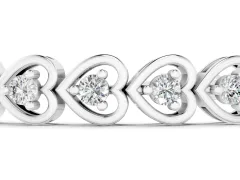 Heart Shape Diamond Tennis Bracelet Set in Silver with Channel Setting and Prong-Set Stones