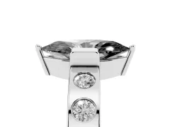 Fancy Black Marquise Cut Diamond Channel-Set Band Ring Set in Platinum with Bezel Prong Setting