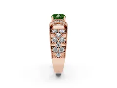 Fancy Green Cushion Cut Diamond Milgrain Halo Pavé Engagement Ring Set in Rose gold with Prong Setting