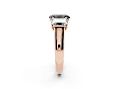 Fancy Black Emerald Cut Diamond Three-Stone Ring Set in Rose gold with Plain Polished Band