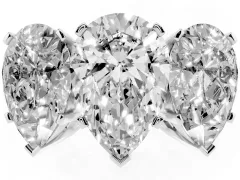 Pear Cut Diamond Three-Stone Ring Set in White gold with Channel-Set Band and Prong Settings