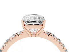 Radiant Cut Diamond Pavé Solitaire Engagement Ring Set in Rose gold with Prong Setting
