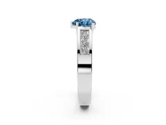 Fancy Blue Heart Cut Diamond Solitaire Ring Set in White gold with Channel-Set Accent Stones and Prong Setting