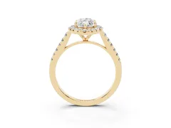 Marquise Cut Diamond Halo Pavé Engagement Ring Set in Yellow gold with Prong Setting