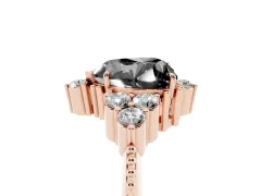 Fancy Black Heart Cut Diamond Cluster Ring Set in Rose gold with Beaded Band