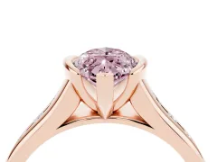 Fancy Pink Marquise Cut Diamond Bezel-Set Solitaire Ring Set in Rose gold with Channel-Set Band