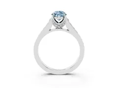 Fancy Blue Marquise Cut Diamond Solitaire Pavé Engagement Ring Set in White gold with Prong Setting