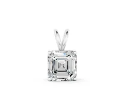 Asscher Diamond Solitaire Pendant Set in Silver with Four-Prong Setting
