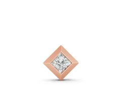 Princess Cut Diamond Pendant Set in Rose gold with Bezel and Delicate Chain