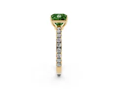 Fancy Green Princess Cut Diamond Pavé Solitaire Engagement Ring Set in Yellow gold with Prong Setting