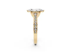Marquise Cut Diamond Solitaire Pavé Engagement Ring Set in Yellow gold with Prong Setting