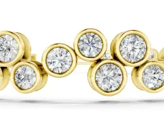 Round Diamond Bezel-Set Cluster Tennis Bracelet Set in Yellow gold