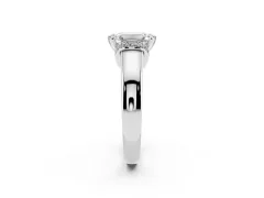 Emerald Cut Diamond Pavé Band Solitaire Ring Set in White gold with Prong Setting