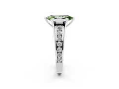 Fancy Green Marquise Cut Diamond Bezel-Set Solitaire Ring Set in White gold with Channel-Set Band