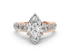 Marquise Cut Diamond Pavé Engagement Ring Set in Rose gold with Prong Setting