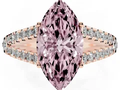Fancy Pink Marquise Cut Diamond Split Shank Pavé Engagement Ring Set in Rose gold with Prong-Held Center Stone