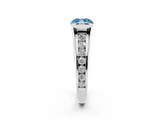Fancy Blue Cushion Cut Diamond Bezel-Set Solitaire Ring Set in White gold with Channel-Set Band