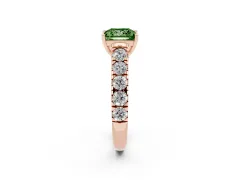 Fancy Green Princess Cut Diamond Solitaire Ring Set in Rose gold with Cut-Down Micro Pavé Band and Prong Setting