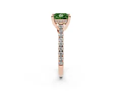 Fancy Green Princess Cut Diamond Solitaire Ring Set in Rose gold with Brilliant Pavé Band and Prong Setting
