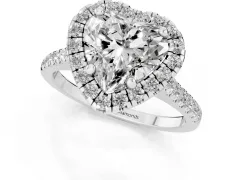 Heart Cut Diamond Cushion Halo Ring Set in White gold with Pavé Band