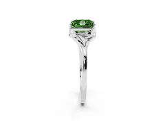 Fancy Green Princess Cut Diamond Solitaire Ring Set in Silver with Polished Twist Band
