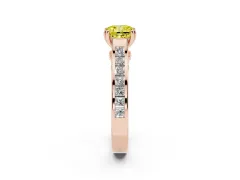 Fancy Yellow Cushion Cut Diamond Channel Set Solitaire Engagement Ring Set in Rose gold with Prong Setting