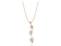 Three-Stone Round Diamond Swirl Pendant Set in Rose gold with Prong Setting